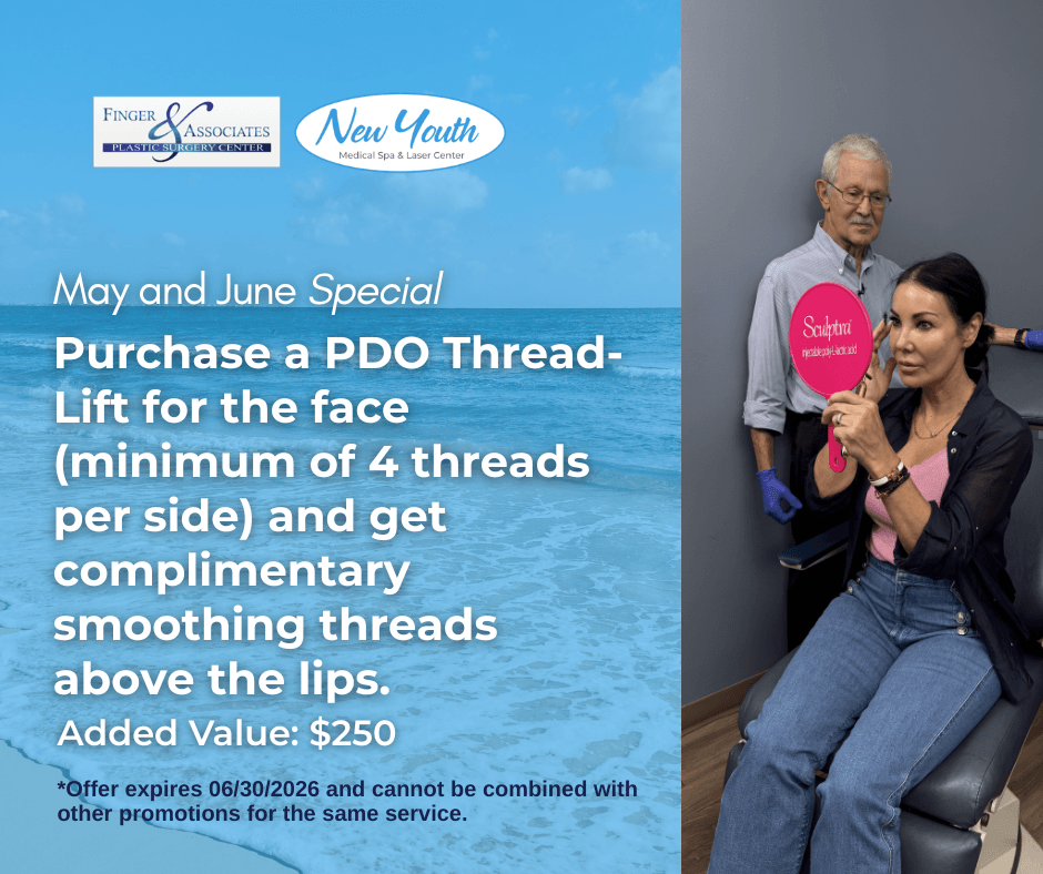 Purchase a PDO Thread-Lift for the face (minimum of 4 threads per side) and get complimentary smoothing threads above the lips. Purchase a PDO Thread-Lift for the face (minimum of 4 threads per side) and get complimentary smoothing threads above the lips.